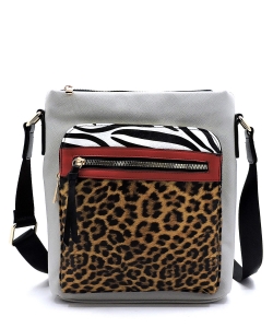 Leopard Zebra Colorblock Crossbody Bag SL2692 GRAY